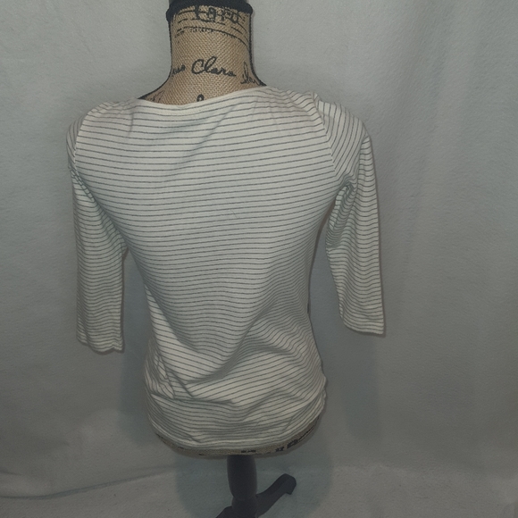 Women's Tolbert's 3/4 Sleeve Blush Pima Cotton Top XS Striped Boat Neck - Picture 3 of 9